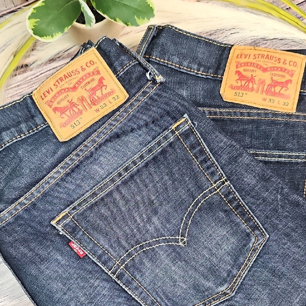 MEN'S LEVI'S 513 2 PAIRS SLIM STRAIGHT-LEG DENIM BLUE JEANS